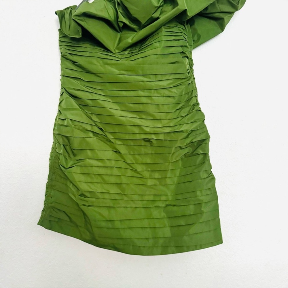 H&M Conscious Green Draped One Shoulder Ruched Mini Dress Size 8 - Picture 6 of 11